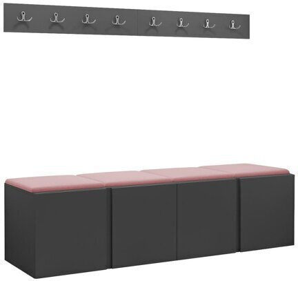 Хартфорд 276 Мебел за антре с Огледало и Закачалка Графит 168x42x46 см