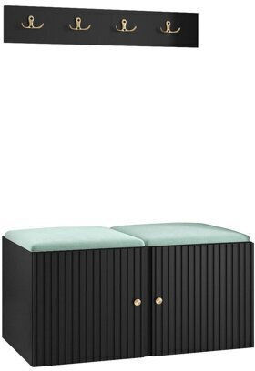 Hartford 384 Entry Furniture with Mirror & Hanger Turquoise, Black 84x44x42cm