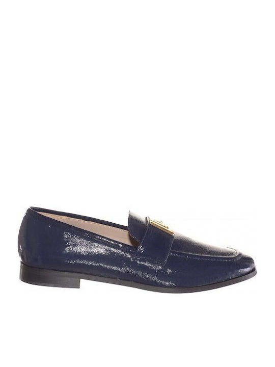 Leather Women's Moccasins in Blue Color