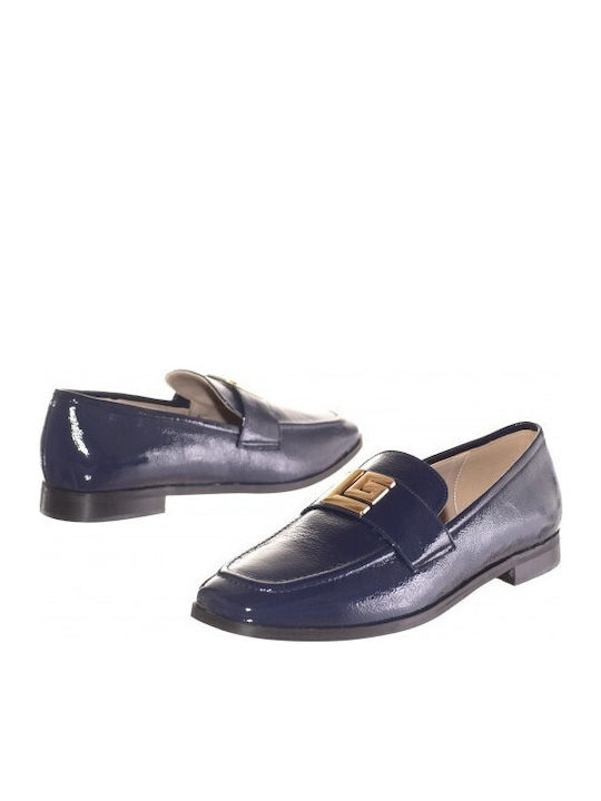 Leather Women's Moccasins in Blue Color