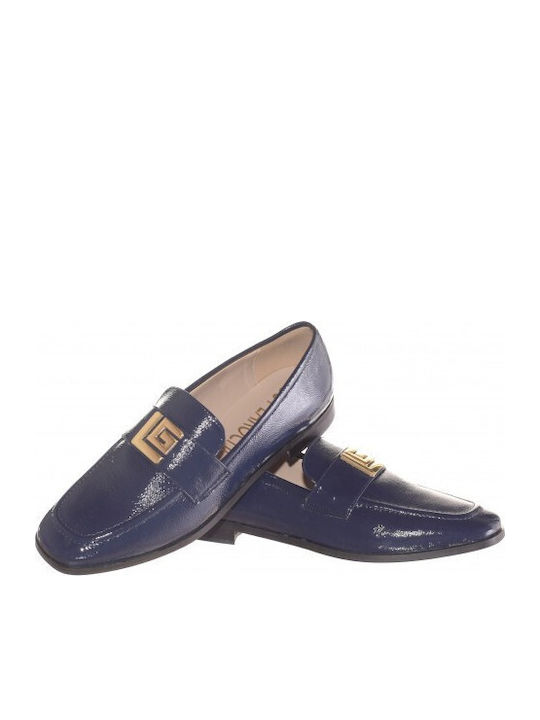 Leather Women's Moccasins in Blue Color