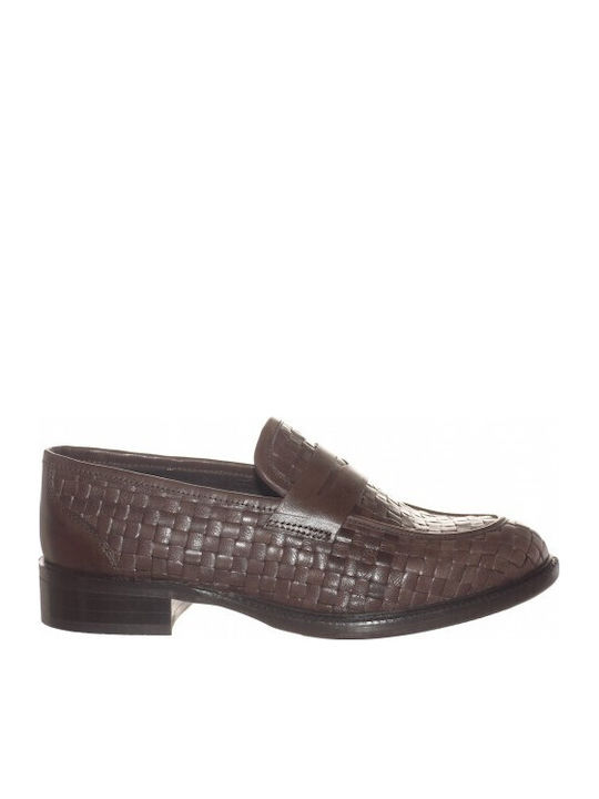 Leather Women's Moccasins in Brown Color