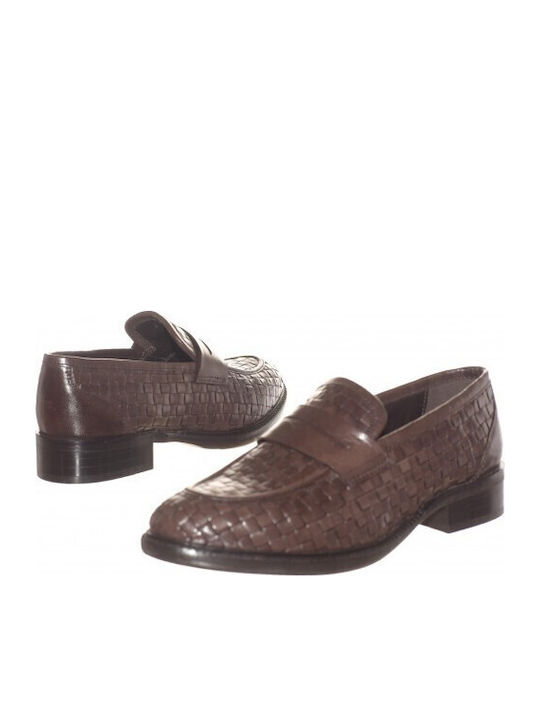 Leather Women's Moccasins in Brown Color