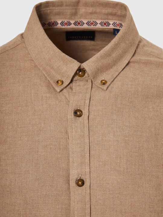 Long-sleeved Cotton Shirt Brown
