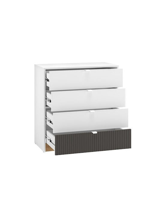 Συρταριέρα Κρεβατοκάμαρας aus Holz & Metall Orlviro 105 Γραφίτης, Άσπρο, Δρυς 82x40x85cm