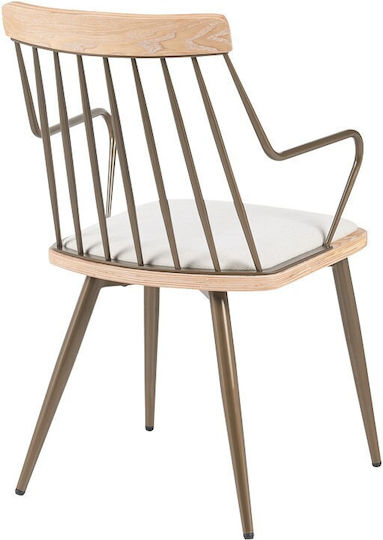 Πολυθρόνα Τραπεζαρίας Posse 52x59x83εκ. Μπρονζέ-white Wash-μπεζ