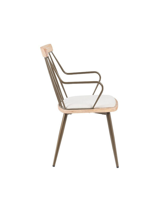 Posse Dining Room Metallic Armchair Μπρονζέ-white Wash-μπεζ 52x59x83cm