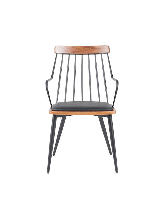 Posse Dining Room Metallic Chair Μαύρο-καρυδί 52x59x83cm