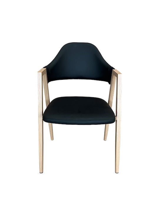 Solana Dining Room Artificial Leather Chair Black/Natural 51x51x81cm