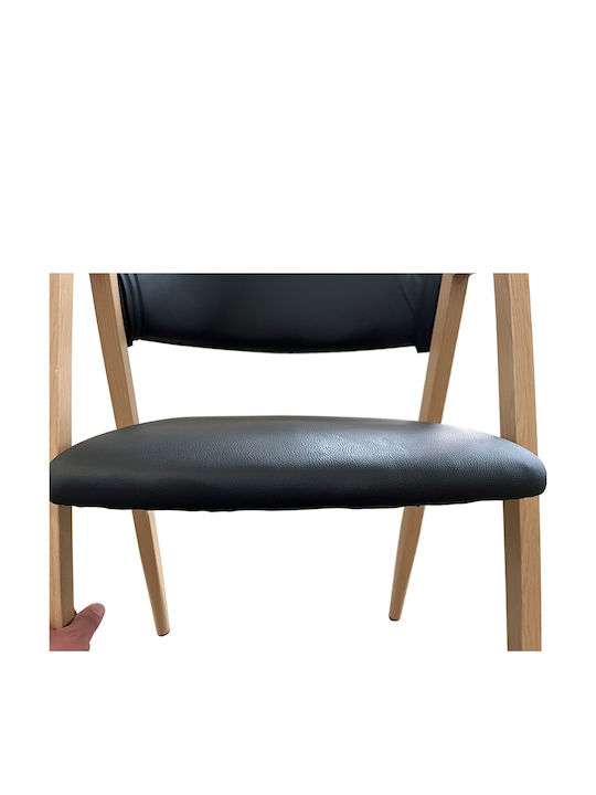Solana Dining Room Artificial Leather Chair Black/Natural 51x51x81cm