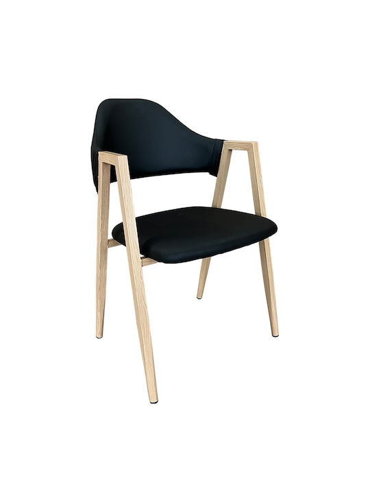 Solana Dining Room Artificial Leather Chair Black/Natural 51x51x81cm