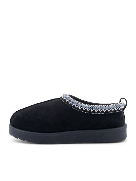 Winter Women's Slippers with Fur Black