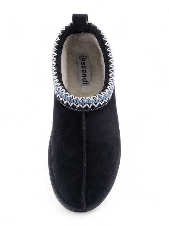 Winter Women's Slippers with Fur Black