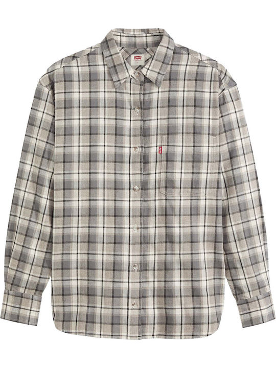 Western Long Sleeve Women's Shirt Gray Checked