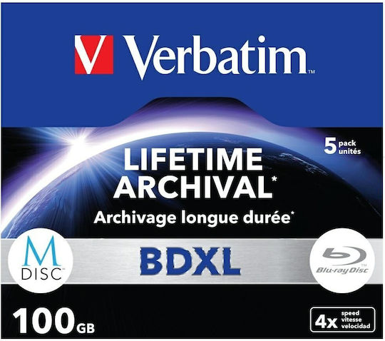 Verbatim M-disc Εγγράψιμα BD-R 4x 100GB Cake Box 5τμχ
