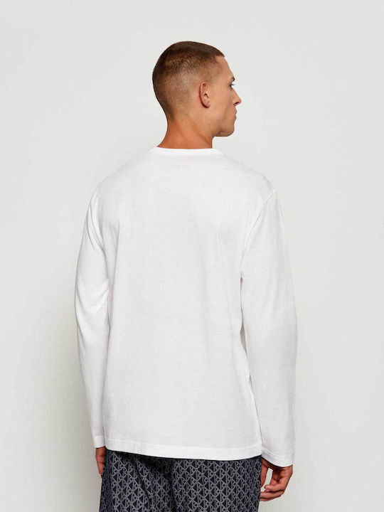 Calvin Klein Χειμερινή Ανδρική Πιτζάμα Βαμβακερή Classic White Calvin Klein Χειμερινή Ανδρική Πιτζάμα Βαμβακερή Classic White