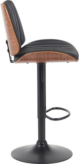 Hocker Bar mit Rückenlehne Gepolstert mit Kunstleder Amani Black Pu 50.5x54x87.5cm
