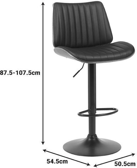 Hocker Bar mit Rückenlehne Gepolstert mit Kunstleder Amani Black Pu 50.5x54x87.5cm