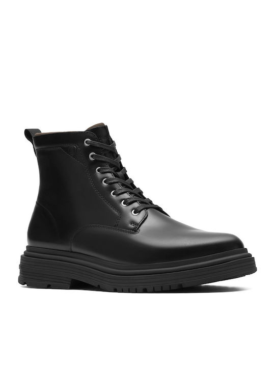 Leather Black Men's Boots Waterproof