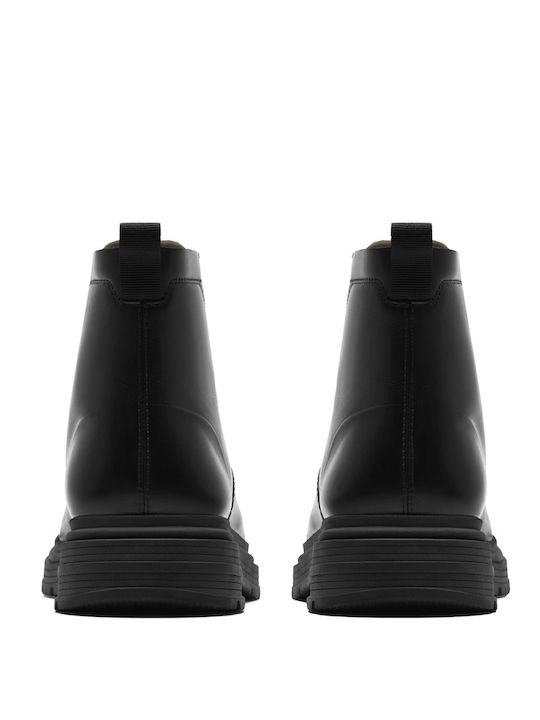 Leather Black Men's Boots Waterproof
