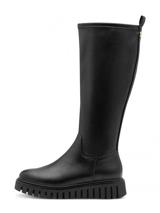 Synthetic Leather Women's Boots with Rubber / Zipper Black
