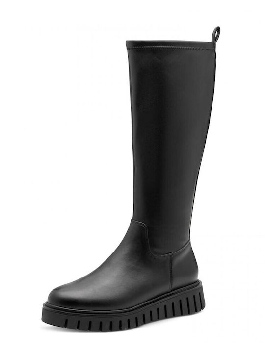 Synthetic Leather Women's Boots with Rubber / Zipper Black
