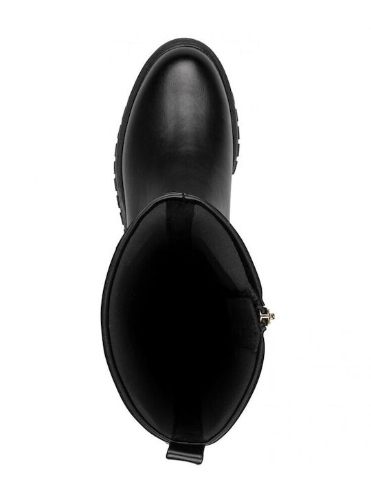 Synthetic Leather Women's Boots with Rubber / Zipper Black