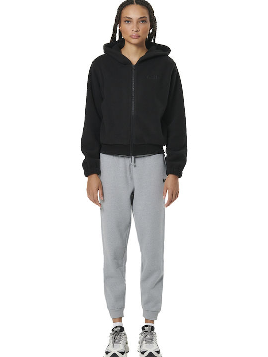 Short Women's Cardigan with Zipper Black