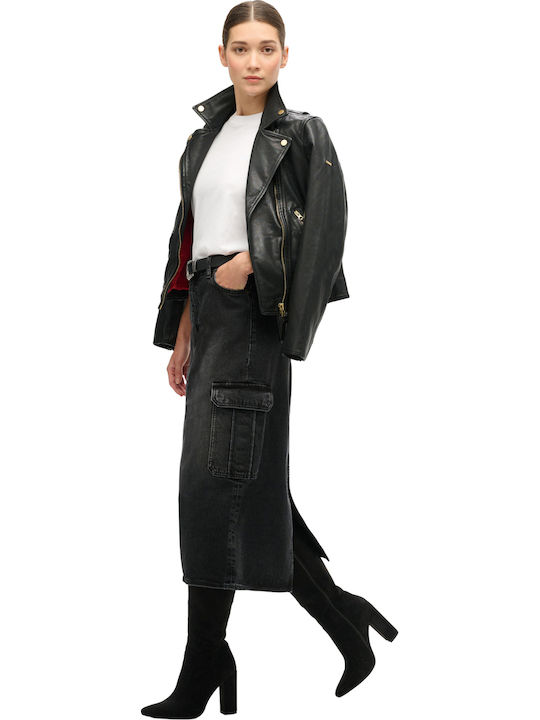 Midi Rock Black Denim