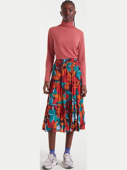 Pleated High-waisted Midi Skirt Burnt Orange