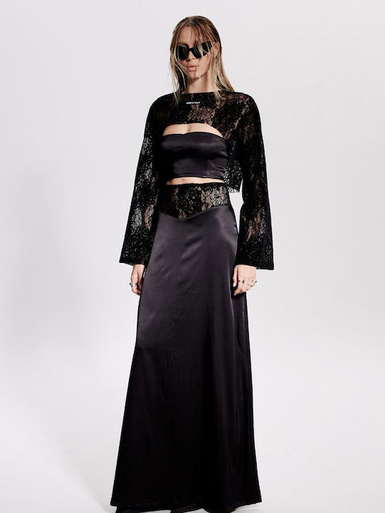 Satin,σατεν Maxi Rock Black