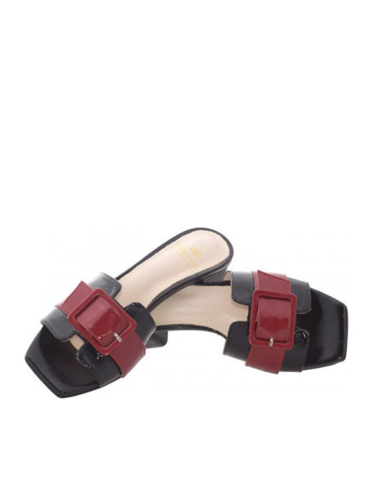 Piele Mule cu Toc în Culoare Negru