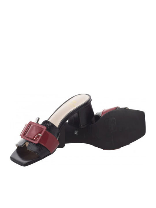 Piele Mule cu Toc în Culoare Negru