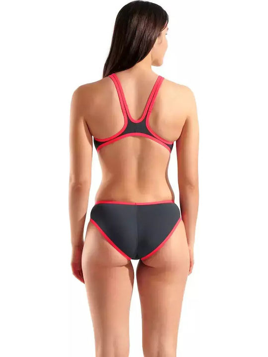 One Biglogo One-Piece Swimsuit with Cutouts Gray