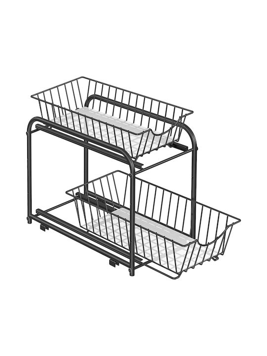 Songmics Metal Kitchen Cupboard Shelf 21.6x36.5x31.5cm Black