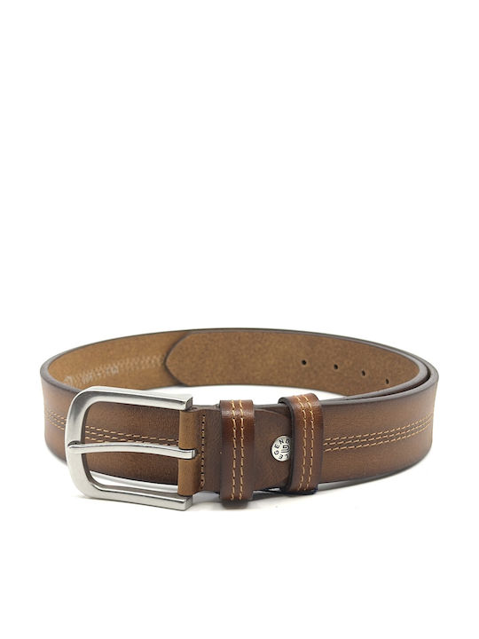 Wide Men's Belt Leather Tabac Brown