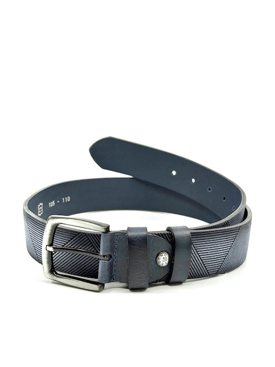 Wide Men's Belt Leather Blue