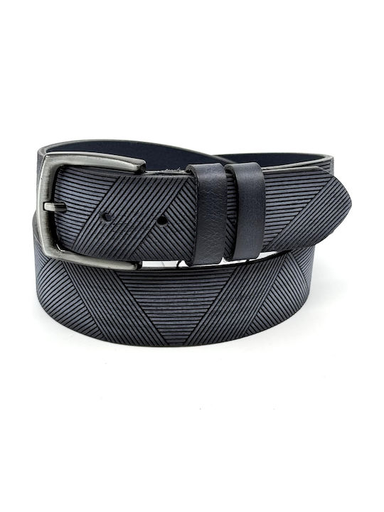 Wide Men's Belt Leather Blue