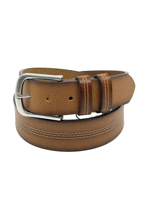Wide Men's Belt Leather Tabac Brown