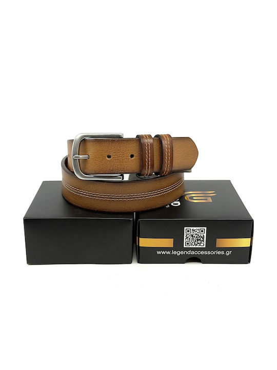 Wide Men's Belt Leather Tabac Brown