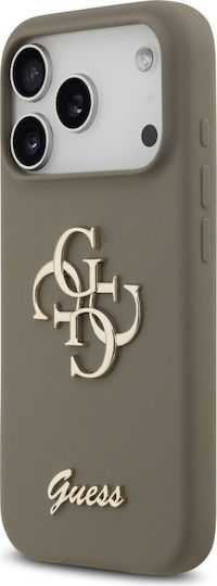 Guess Silicone Big 4g Script Umschlag Rückseite Silikon Braun (iPhone 17 Pro)