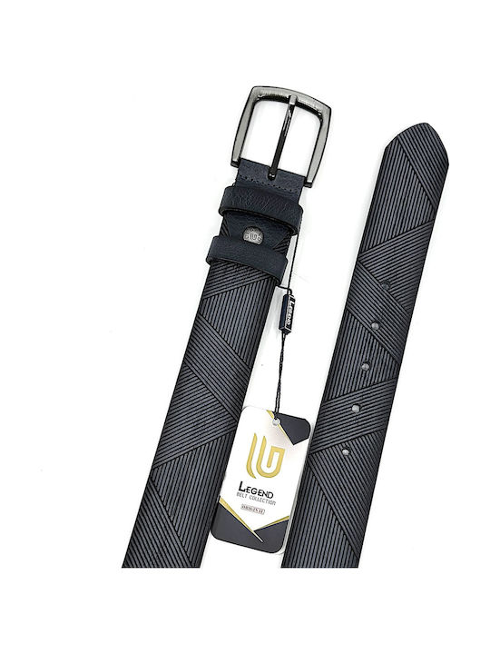 Wide Men's Belt Leather Blue