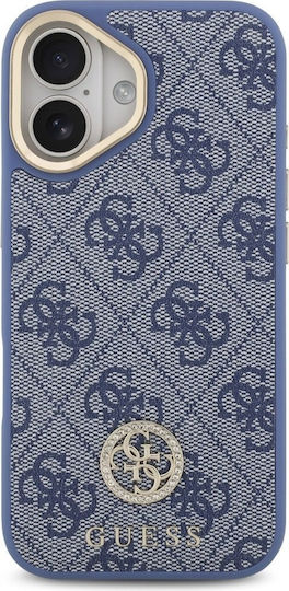 Guess 4g Strass Logo & Big Strap Metal Buttons Magsafe Задна корица Пластмаса / Силикон / Кожа / Метал Син (iPhone 17)