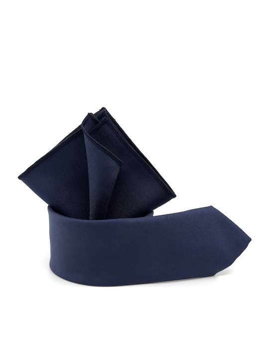 Legend Accessories Σετ Ανδρικής Γραβάτας Μονόχρωμη σε Navy Μπλε Χρώμα