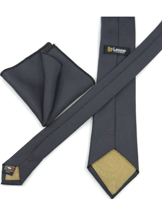 Legend Accessories Σετ Ανδρικής Γραβάτας Μονόχρωμη σε Γκρι Χρώμα