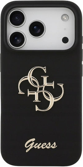 Guess Silicone Big 4g Script Umschlag Rückseite Silikon Schwarz (iPhone 17 Pro)