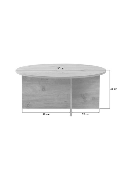 Megapap Rundes Zentral Kaffeetisch Soleil Holzfarbe Sapphire Eiche M90xL90xH40cm