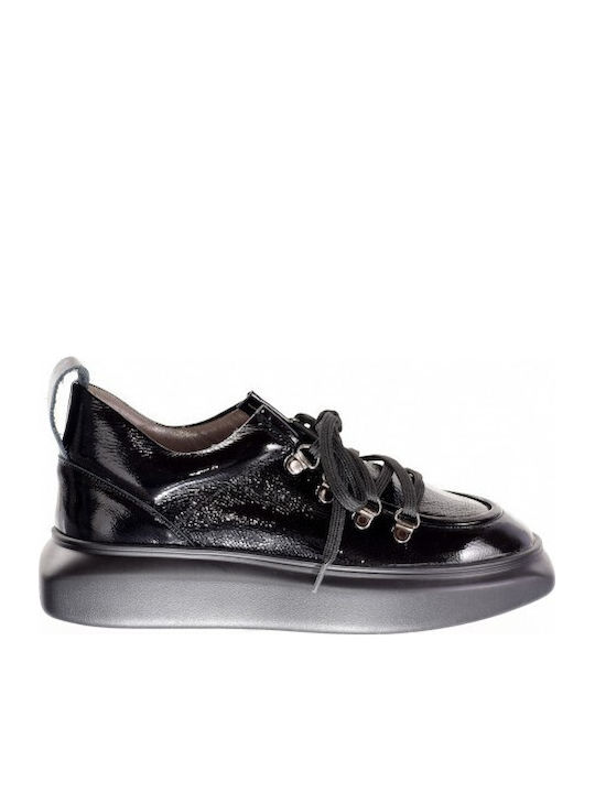 Γυναικεία Oxfords από Λουστρίνι σε Μαύρο Χρώμα