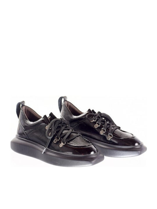 Γυναικεία Oxfords από Λουστρίνι σε Μαύρο Χρώμα