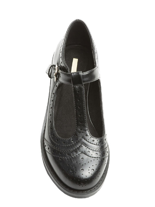 Women's Synthetic Leather Oxford Shoes Black
